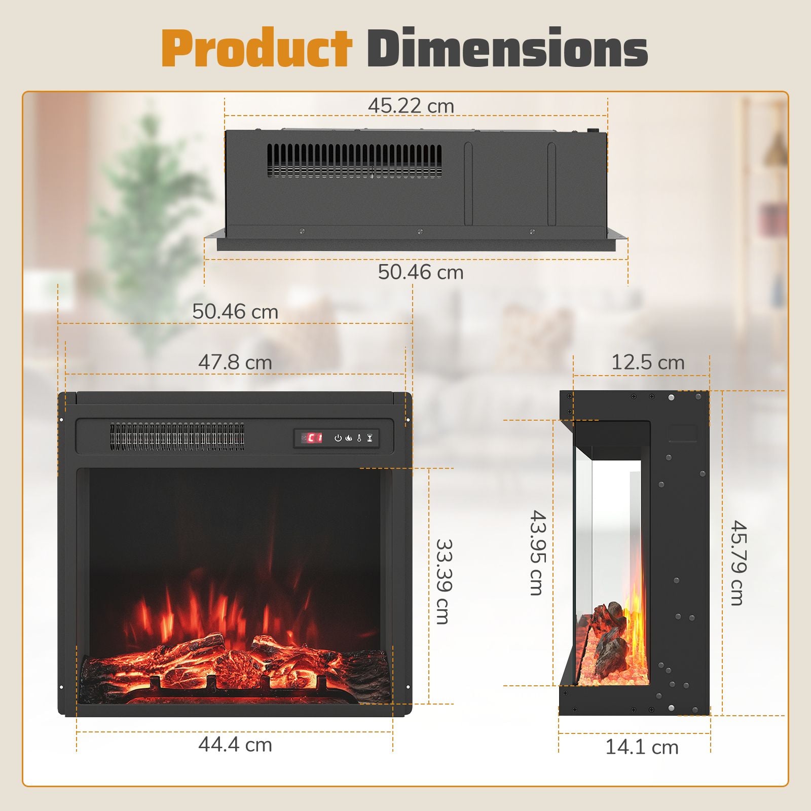 20 Inch Electric Fireplace Insert 750W/1500W Fireplace Heater with Remote Control — image 5