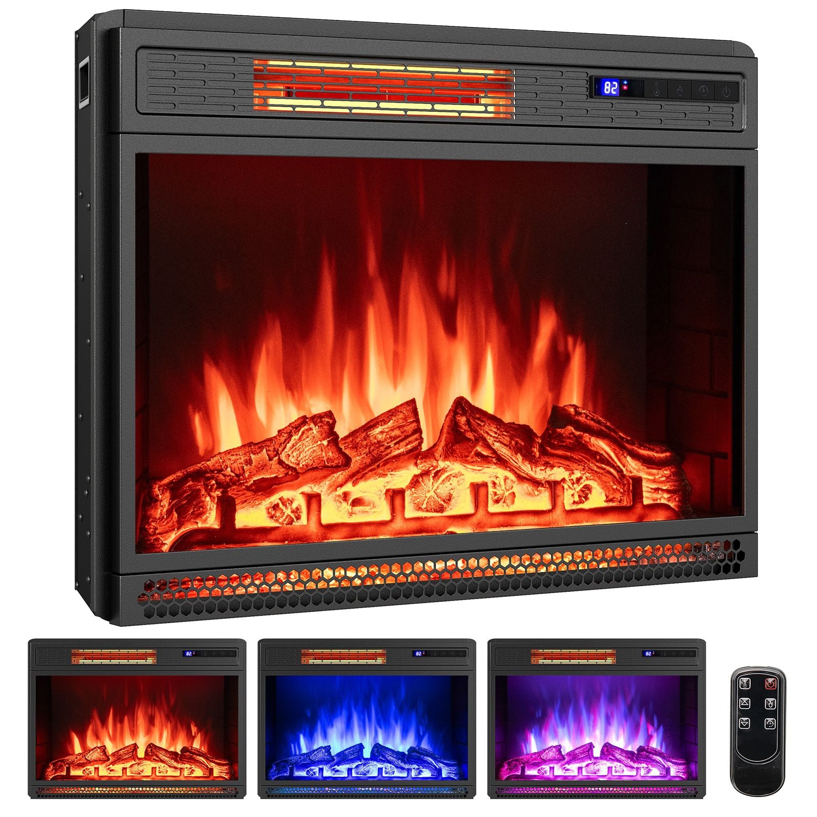 25 Inch Electric Fireplace Insert Recessed Infrared Fireplace Heater 900W/1800W — image 3