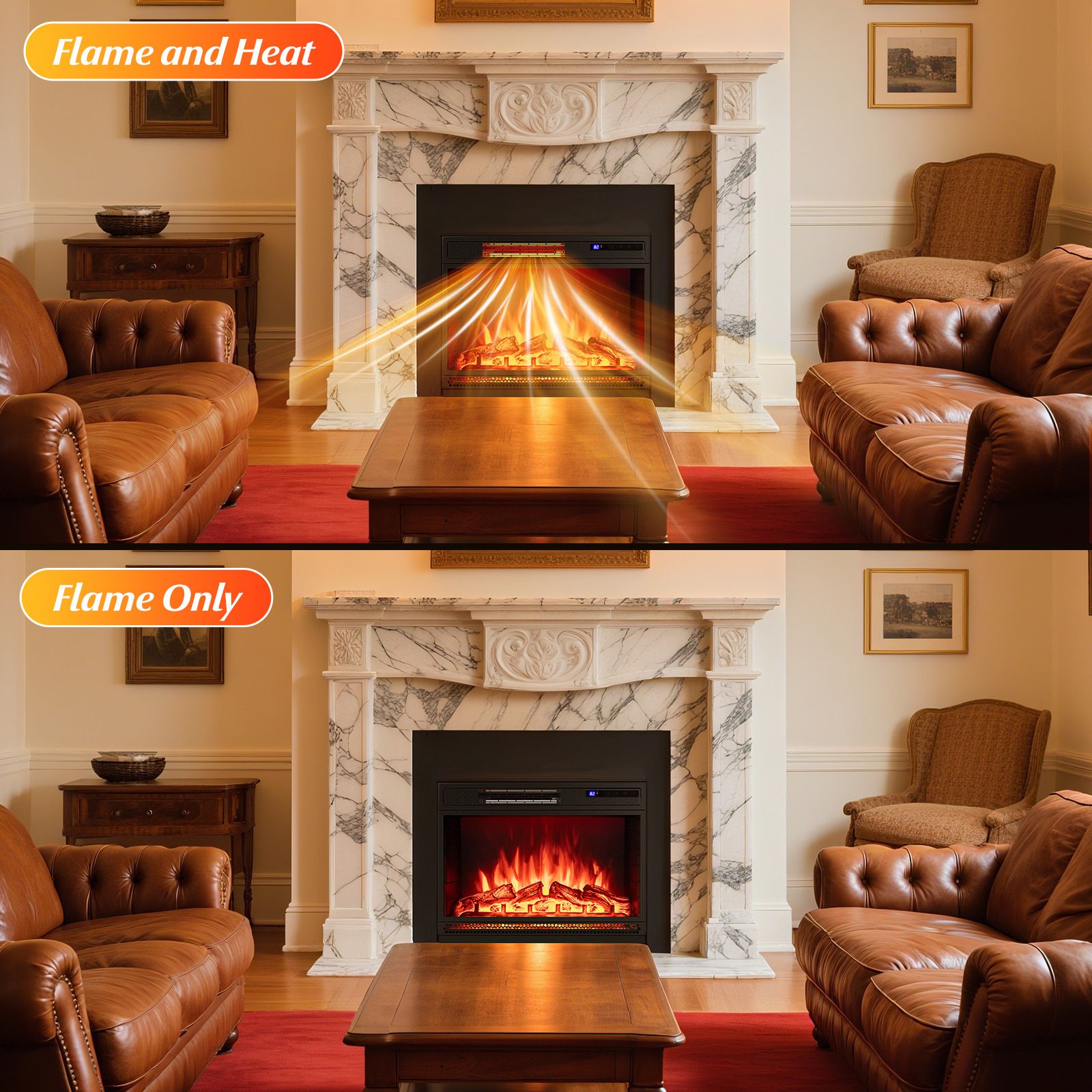 25 Inch Electric Fireplace Insert Recessed Infrared Fireplace Heater 900W/1800W — image 6