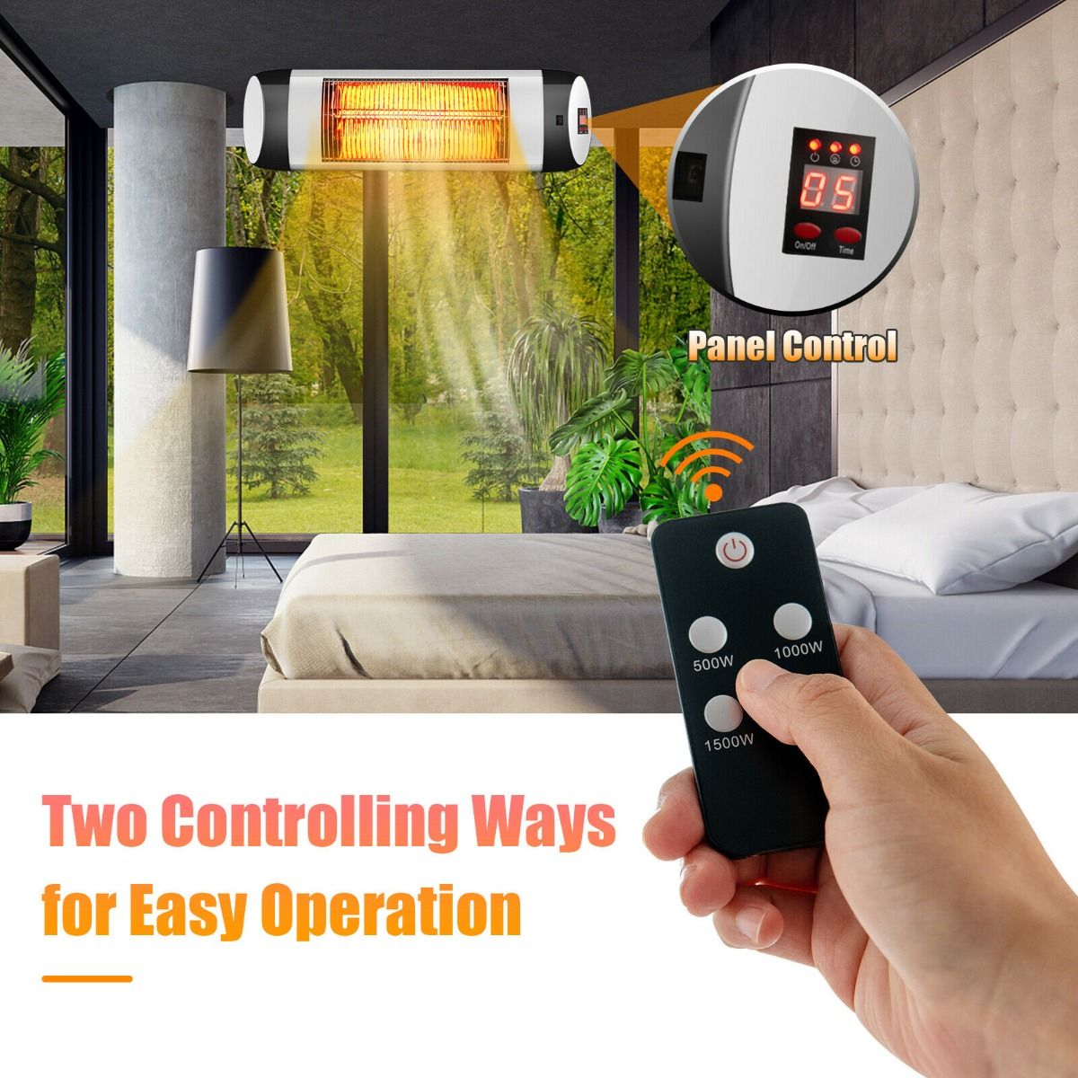 1500W Electric Infrared Heater with LED Display and Timer — image 5