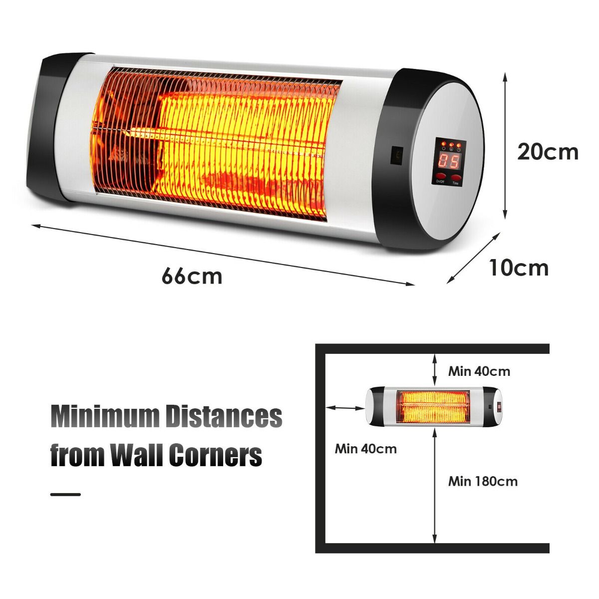 1500W Electric Infrared Heater with LED Display and Timer — image 4