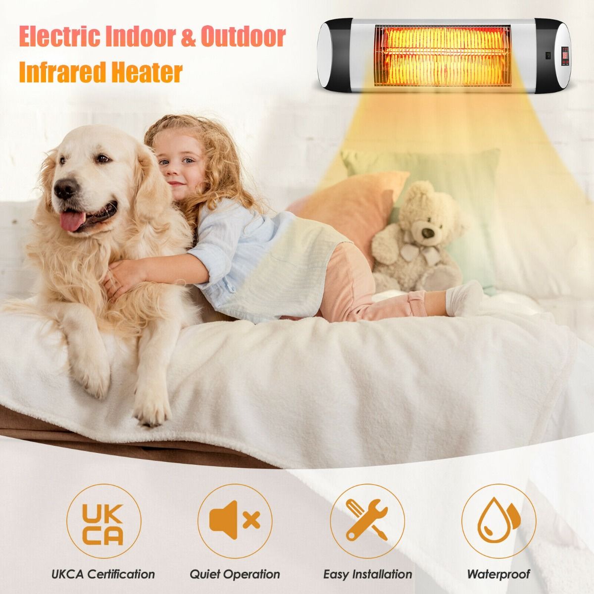 Costway infrared patio heater with LED display and remote