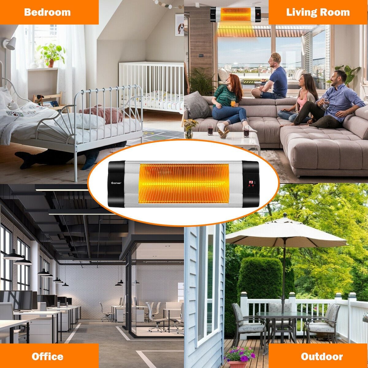 Costway carbon-fibre infrared garden heater with remote control