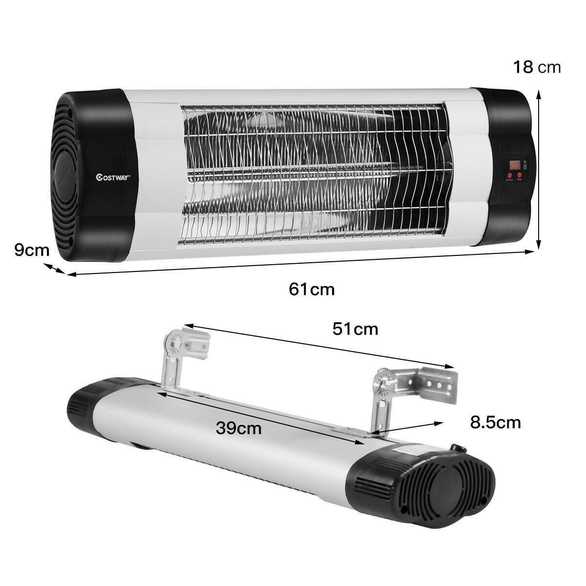 1500W Electric Wall Mounted Heater with Remote Control for Garden Patio — image 4