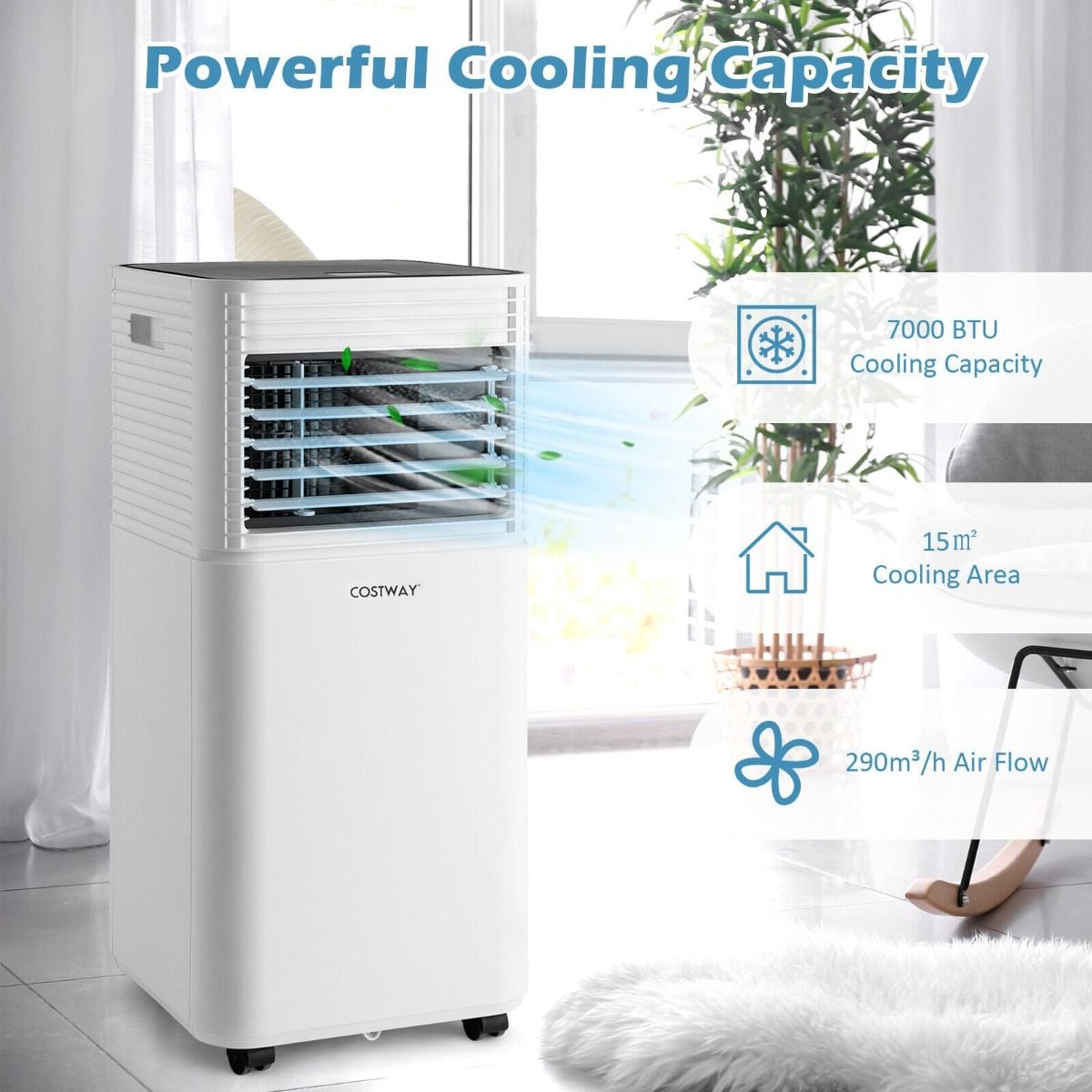 7000 BTU Portable Air Conditioner with 2 Wind Speeds and Timer — image 5