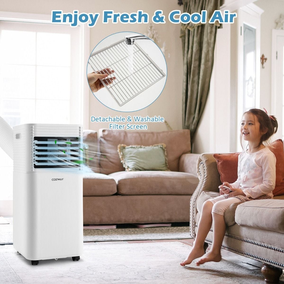 7000 BTU Portable Air Conditioner with 2 Wind Speeds and Timer — image 4