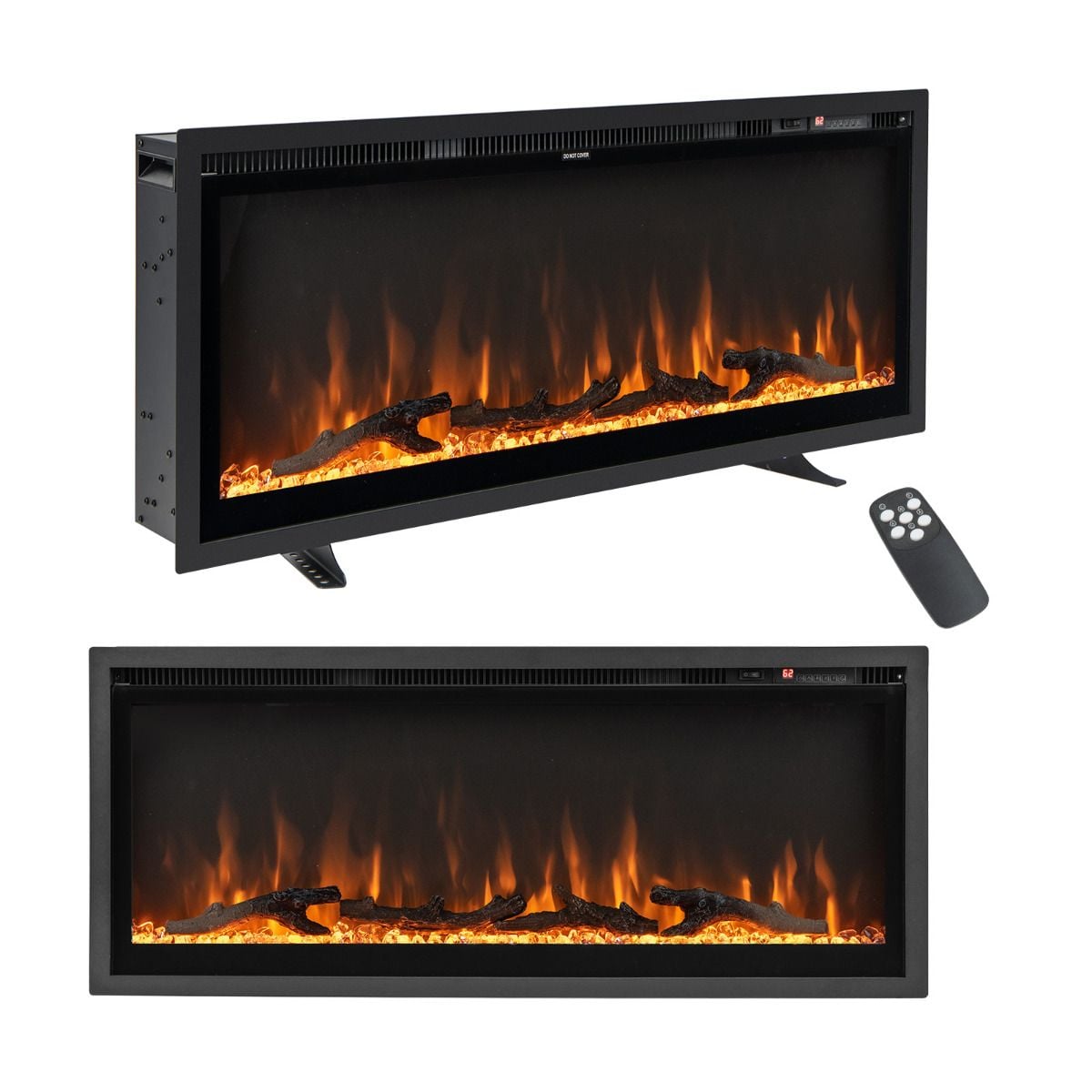 36"/91cm Linear Electric Fireplace with Log and Crystal Decor and Remote Contro — image 3