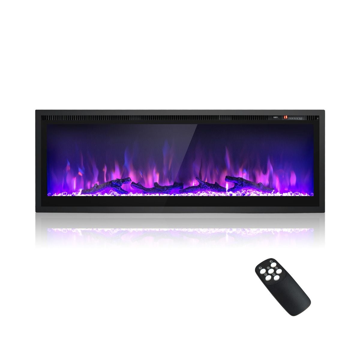 36"/91cm Linear Electric Fireplace with Log and Crystal Decor and Remote Contro — image 4