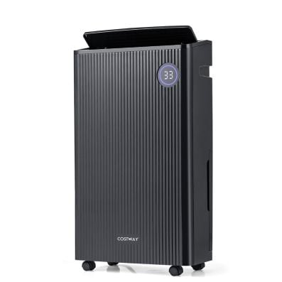25L dehumidifier in black with smart touch control, 4 modes, and 3-color humidity indicator for home use.