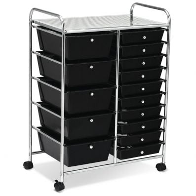 15 Drawer Rolling Storage Cart with 4 Wheels for Beauty Salon