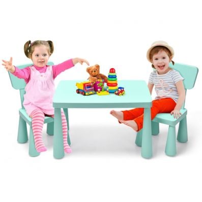 Children's multi-activity table and chair set in green, featuring two cozy chairs for kids aged 1-7, perfect for.