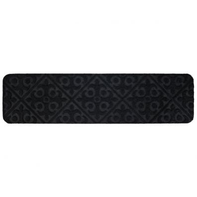 Black non-slip stair mat with reusable adhesive, featuring a classic embossed pattern for safety and comfort on stairs.