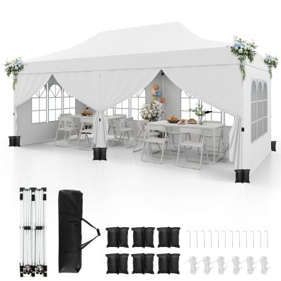 3 x 6 M Pop-up Canopy Tent with 6 Detachable Sidewalls and Carrying Bag