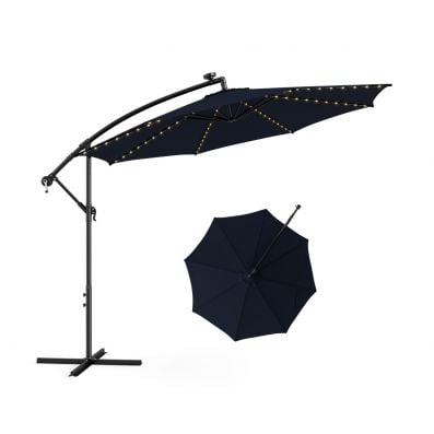 303 CM Solar-Powered Patio Offset Umbrella with 112 LED Lights - Costway