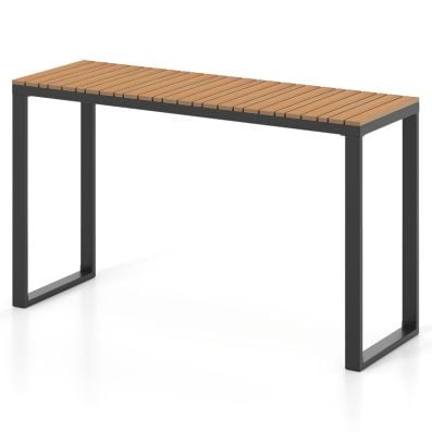 Rectangle console patio side table with WPC tabletop, measuring 129 x 42cm, ideal for outdoor dining and decor.