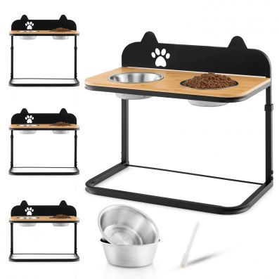 Elevated Dog Bowls Feeder with 3 Heights Adjustable and Marker
