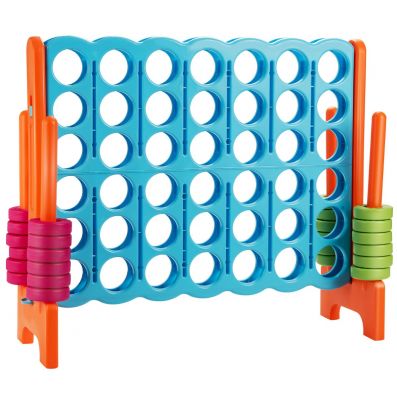 Giant 4 in a Row game set in blue with 42 jumbo rings, perfect for family game nights and outdoor fun.