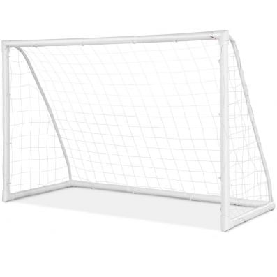 Portable soccer goal with PVC frame and high-strength netting, ideal for kids' practice in various outdoor settings.