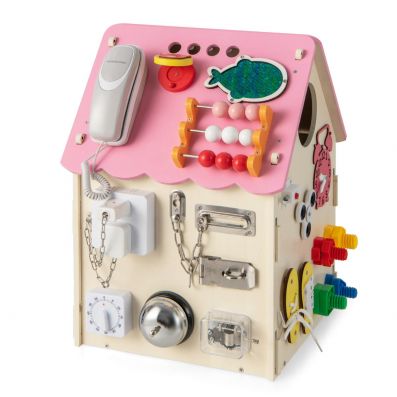 Wooden Busy House Toddler Learning Toy with Music Box