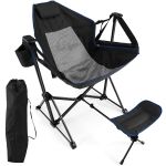 Hammock Camping Chair with Retractable Footrest and Carrying Bag - Costway