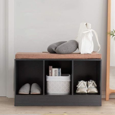 Organiser Bench with Cushion and 3 Compartments