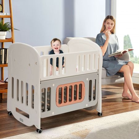 Baby Crib with Mattress and Under Storage