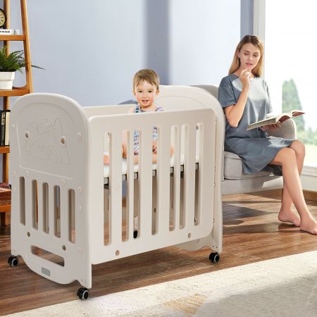 Height Adjustable Rocking Cot with Wheels