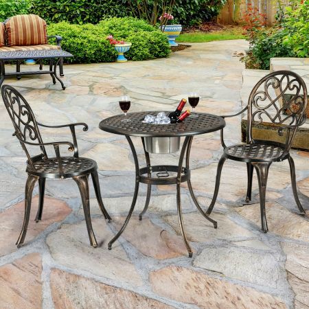3pcs Aluminium Bistro Table Set with Removable Ice Bucket