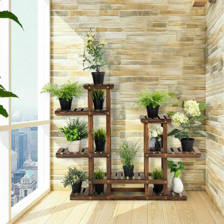 6 Tier Wooden Plant Stand Flower Pot Display Stand