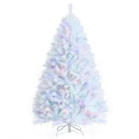 White hinged artificial Christmas tree with iridescent tips, 150CM tall, featuring 792 tips for festive decoration.