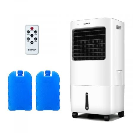 Portable 3-in-1 evaporative air cooler with remote control, 20L water tank, and 4-speed options for home or office use.