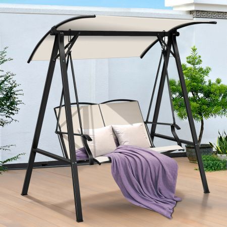 Outdoor Garden Swing Seat with Adjustable Canopy