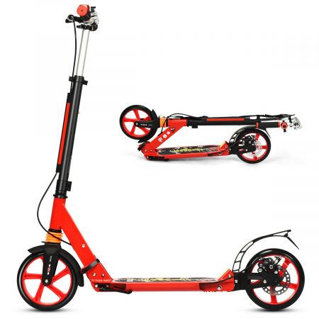 Folding Kick Scooter with Double Suspension and Carrying Strap