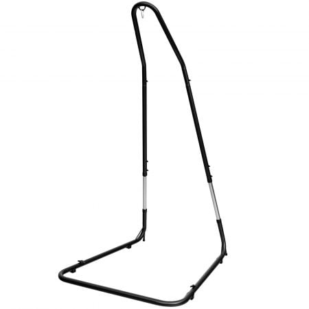 Adjustable height C-stand hammock swing frame made of sturdy steel, suitable for indoor and outdoor use.