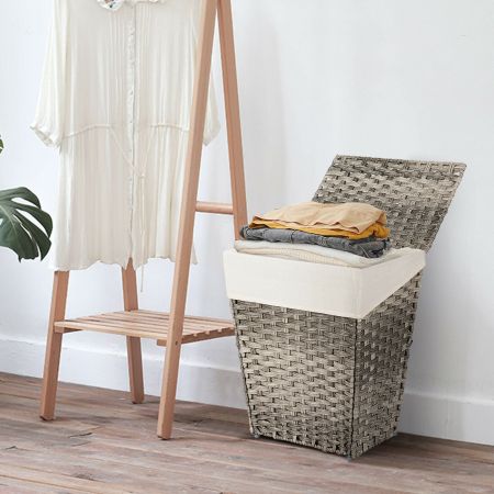 Foldable Handwoven Laundry Hamper with Removable Liner Lid