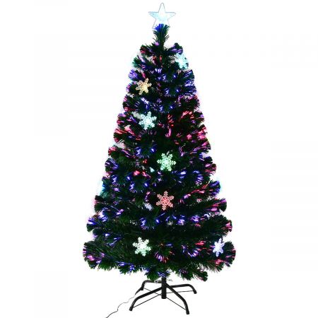 5ft/1.5m Fibre Optic Christmas Tree with Snowflake and Star Decoration