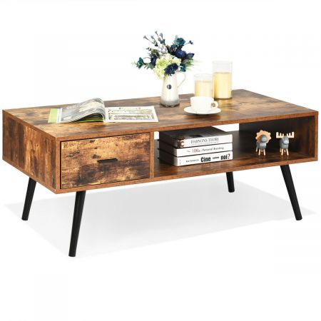 Multifunctional Wooden Table with Drawer & Shelf