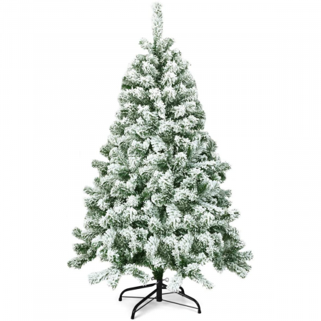 4.5ft Snow Flocked Hinged Pine Foldable Christmas Tree