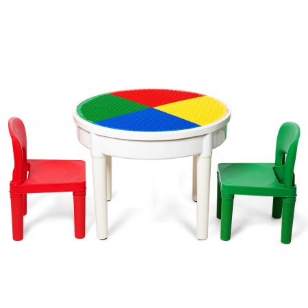 3 in 1 Children's Activity Table and Chair Set with Blocks
