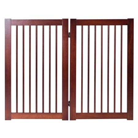 Costway 2/4 Panel Wooden Dog Gate with Lockable Door for Stairs