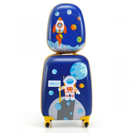2Pcs Kids Luggage Set with Wheels and Height Adjustable Handle