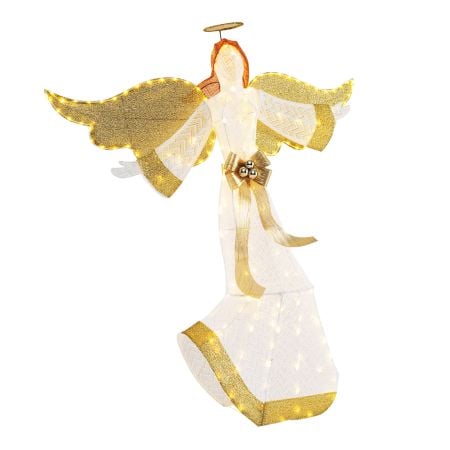 Lighted 160cm Christmas angel with shimmering wings and halo, featuring 180 LED lights for enchanting outdoor.