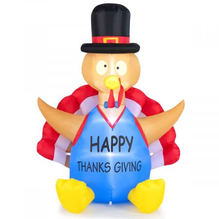 Inflatable turkey decoration with LED lights, featuring a 