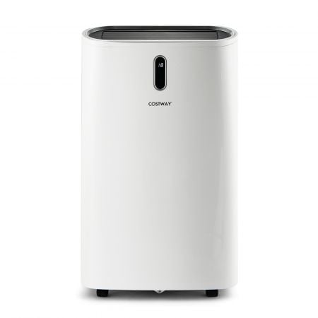 Portable 12,000 BTU air conditioner with LED display, adjustable temperature, and rolling wheels for easy mobility.