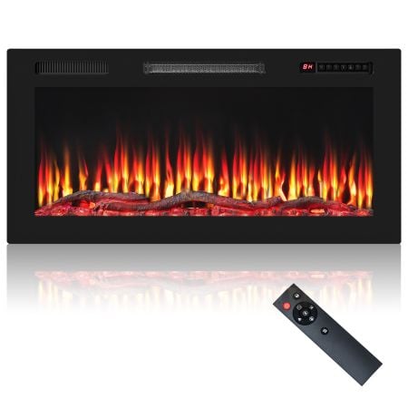 91cm Electric Fireplace with Remote and Multicolour Flame