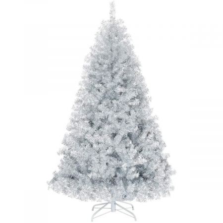 6ft Artificial Silver Hinged Christmas Tree