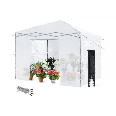 Height adjustable portable grow house with PE cover, roll-up doors, and large 3m x 3m space for indoor or outdoor use.