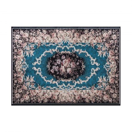 Large anti-slip traditional boho floor mat with floral design, perfect for living room comfort and style.
