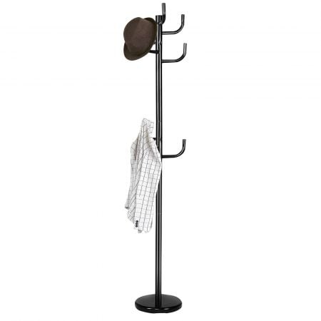 Modern coat stand hanger with 8 hooks, made of durable iron, ideal for organizing coats and hats in entryways or.