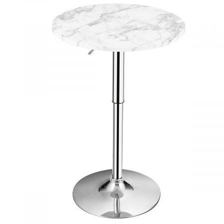 Modern Round Marble Bar Table with Silver Leg and Base